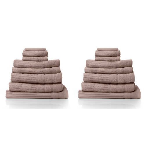 2x 8pc Royal Comfort Eden Egyptian Cotton Towel Pack - Champagne Rose