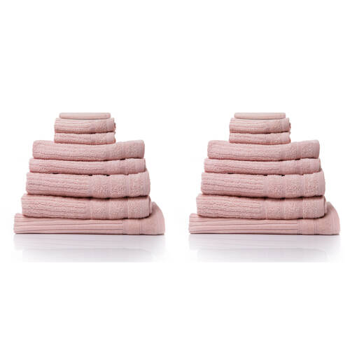 2x 8pc Royal Comfort Eden Egyptian Cotton Towel Pack - Blush
