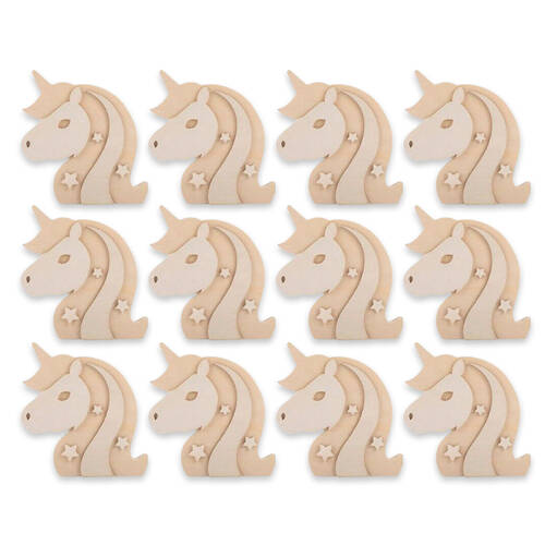 12PK Kaleidoscope Paint Your Own Wooden Unicorn Kids/Children Art Craft