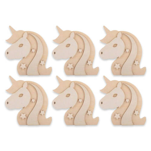 6PK Kaleidoscope Paint Your Own Wooden Unicorn Kids/Children Art Craft