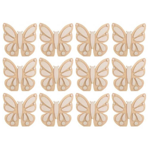 12PK Kaleidoscope Paint Your Own Wooden Butterfly Kids/Children Art Craft