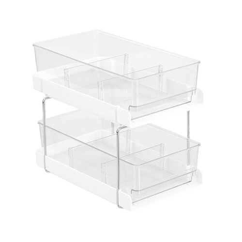 Boxsweden 2-Tier Crystal 30x25.5cm Drawer Trays w/ Dividers - Clear