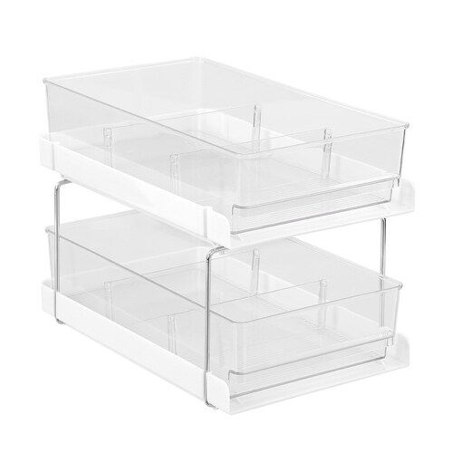 Boxsweden 2-Tier Crystal 35x25.5cm Drawer Trays w/ Dividers - Clear