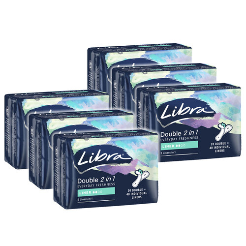 6x 20pc Libra Double 2 in 1 Everyday Liner