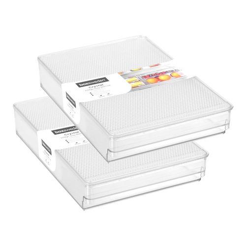 2pk Boxsweden Crystal 30x20cm Fridge Tray w/ Lid - Clear