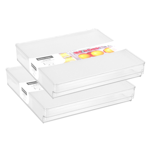 2pk Boxsweden Crystal 30x5.5cm Fridge Tray w/ Lid - Clear