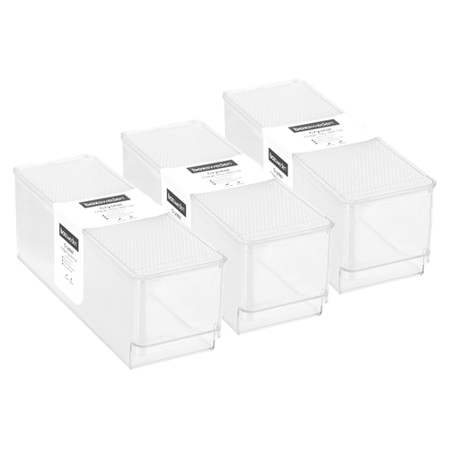 3pk Boxsweden Crystal 30x10.5cm Fridge Tray w/ Lid - Clear