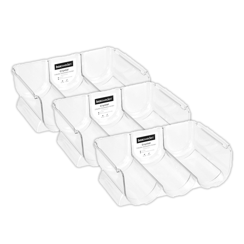 3pk Boxsweden Crystal 3-Bottle 30x10.5cm Stackable Holder - Clear