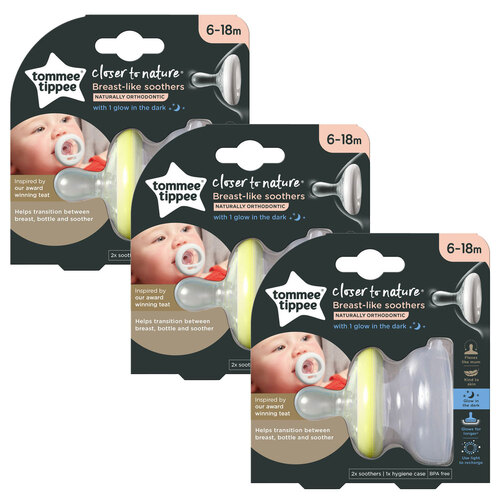 3x 3pc Tommee Tippee Closer To Nature Naturally Orthodontic Soothers 6-18M+