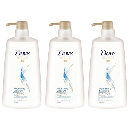 3PK Dove 640ml Shampoo Nourishing Moisture for Dry Hair