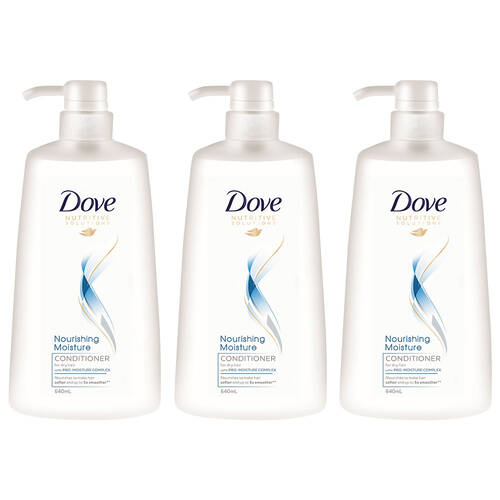 3PK Dove 640ml Conditioner Nourishing Moisture f/ Dry Hair