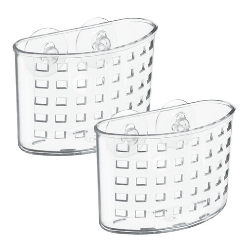 2PK iDesign 13.5cm Suction Bath Organiser Basket - Clear