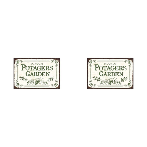 2x Embossed Potagers Garden 30x20cm Metal Sign w/ UV Print Hanging Decor