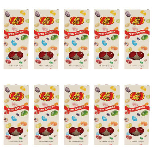 10x 10pc Jelly Belly Very Cherry Scented Tealight Candles Room Fragrance Red