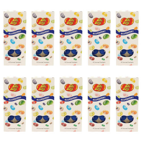 10x 10pc Jelly Belly Blueberry Scented Tealight Candles Home Room Fragrance Blue