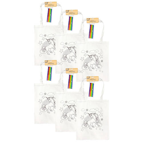 6PK Krafters Korner Custom Design Cotton Tote Bag w/ 5 Markers 39x33cm Assorted 