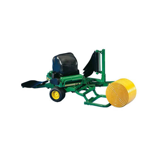 Bruder ABS Bale Wrapper w/Ochre/Black Round Bales Farm Vehicle 40cm Toy 4y+