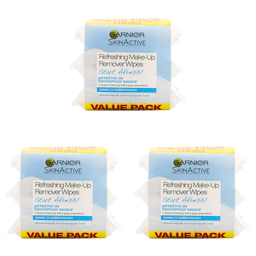 225pc Garnier Skin Active Refreshing Make-Up Remover Wipes
