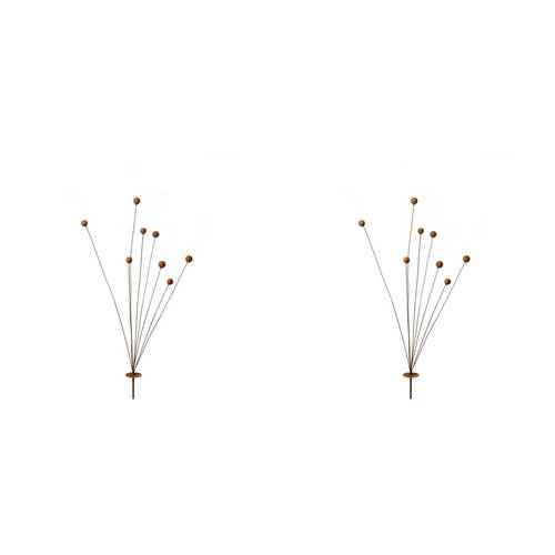 2PK A.FRESCO Metal Stake Spray Billy Buttons Short 95x50cm - Rust