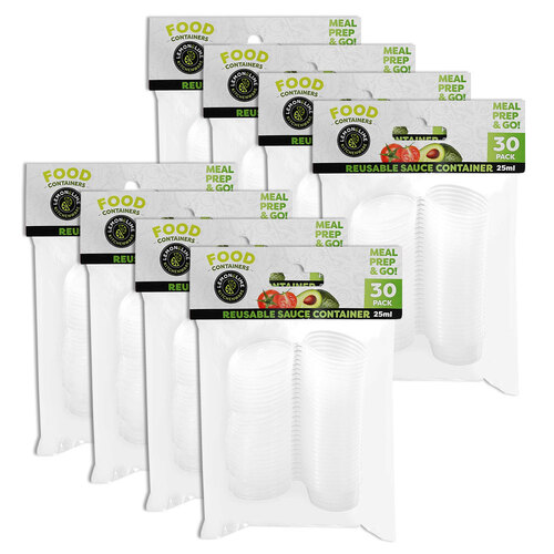 8x 30PK Lemon & Lime 25ml Reusable Sauce Container w/ Hinge Lid