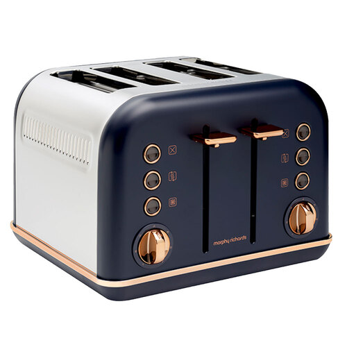 Morphy Richards 1880W Accents Rose Gold 4 Slice Toaster Midnight Blue