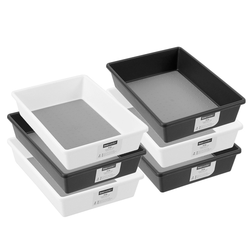 6x Boxsweden 24.5x5cm Grip Rectangle Organiser Tray - Assorted