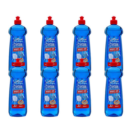 8PK Crystale Total Action Rinse Aid Streak Free 500ml - Blue