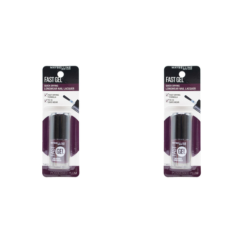 2PK Maybelline 7ml Nail Lacquer Longwear Fast Gel Possessed Plum