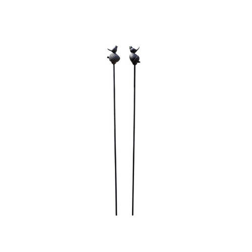 A.FRESCO Cast Iron Stake Acorn Bird Garden Decor 14x10cm - Black