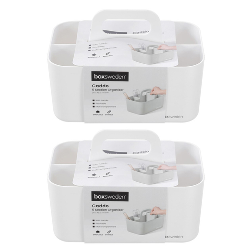 2PK Boxsweden Caddo 5-Section 25cm Organiser w/ Carry Handle Assorted
