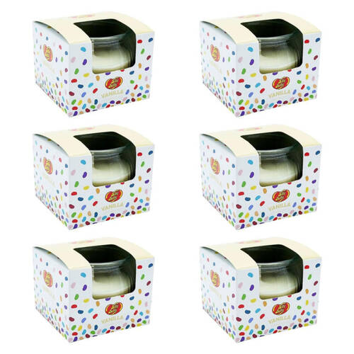 6PK Jelly Belly French Vanilla Scented Candle Pot Home Room Fragrance 85g White
