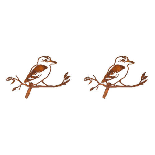 2PK A.FRESCO Metal Kookaburra Silhouette Branch Hanging Decor 34x24cm - Rust