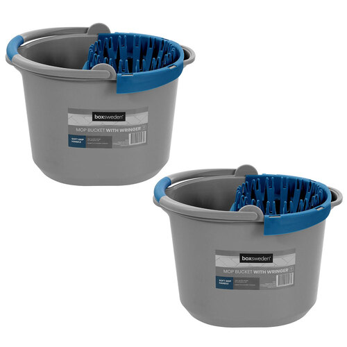 2x Boxsweden 10.5L Mop Wringer Bucket w/ Soft Grip Handle