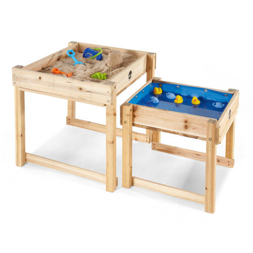 2pc Plum Play Childrens/Kids Multifunctional Outdoor Wooden Tables 18M+
