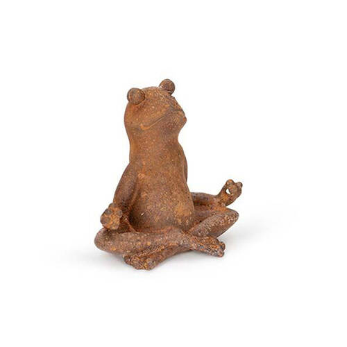 A.FRESCO Cast Iron Yoga Frog Sitting Sculpture 10.5x10cm - Rust