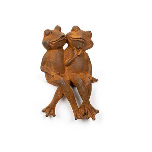 A.FRESCO Cast Iron Love Frog Sculpture/Statue 11x18cm - Rust