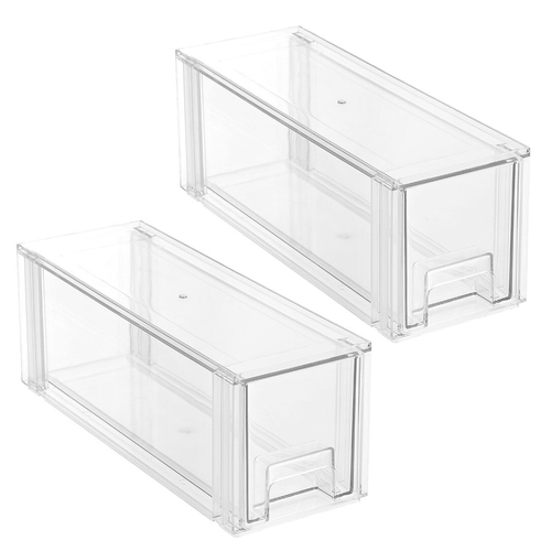 2PK Boxsweden Crystal Stackable Slim 35cm Drawer w/ Handles
