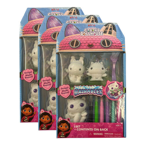 3x 3pc Gabbys Dollhouse Washable Figures w/ Markers Kids Art Craft 3y+