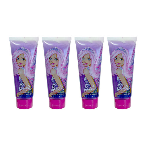 4PK Barbie Fashion Glitter Hair Gel Purple Colour 100ml 6y+