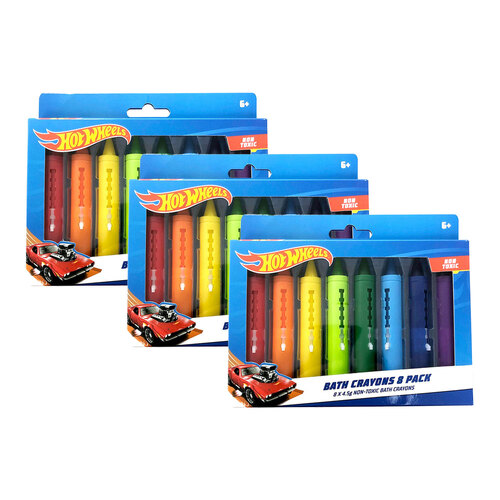 24pc Hot Wheels Multi Colour Bath Crayons 4.5g 6y+