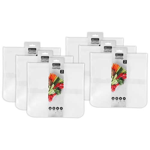 6x 2pc Boxsweden 3L Reusable 2D Food Storage Bag - Clear