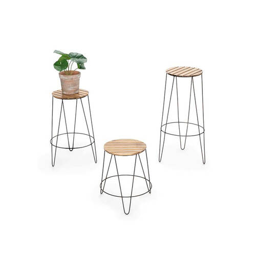 3pc A.FRESCO Balcony Bamboo Garden/Patio Plant Stand Set