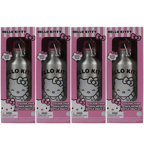 4PK Hello Kitty Colour Your Own DIY Doodle Water Bottle Craft Kit 6y+