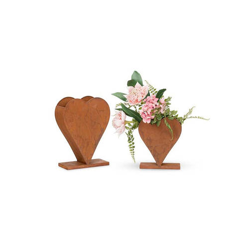 2pc A.FRESCO Heart Planter Standing Garden Decor - Rust