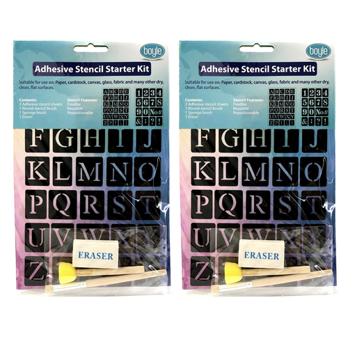 2PK Boyle Adhesive DIY Kids Alphabet/Number Stencil Starter Kit