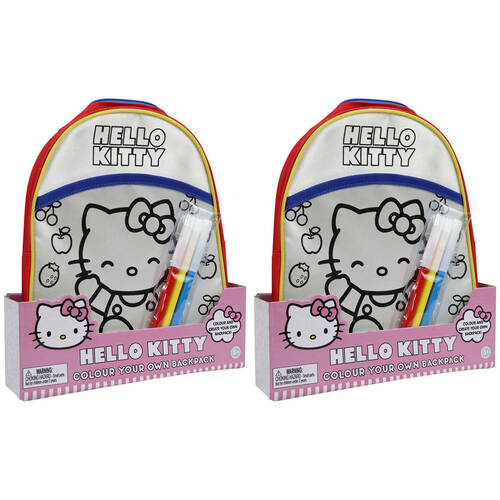 2PK Sanrio Hello Kitty Colour Your Own Backpack w/ Markers 21x26cm 6y+