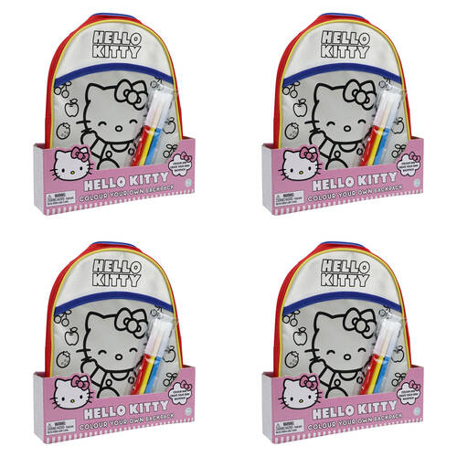 4PK Sanrio Hello Kitty Colour Your Own Backpack w/ Markers 21x26cm 6y+