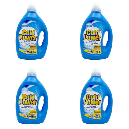 4PK Cold Power 2L Laundry Liquid Front & Top Loader Advanced Clean Lemon Fresh