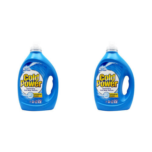 2PK Cold Power 2L Laundry Liquid Front & Top Loader Advanced Clean Stain Remover