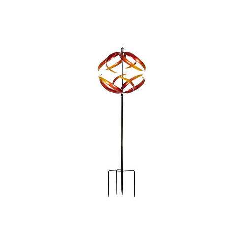 Metal Wind Spinner East West Flame Home Decor 60x205cm - Red